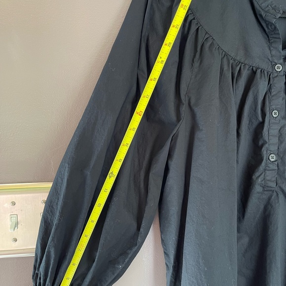 NWT Puff-Sleeve Henley Button Shirt Black Size XL - Picture 6 of 6